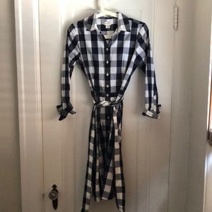 NWT navy & white checkered cotton dress